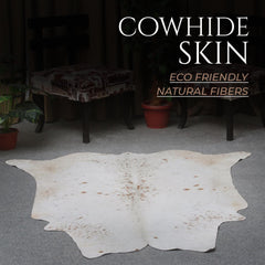 Luxuriously Chic Grey & White Large Cowhide Rug with Spotted Hair - Hypoallergenic - Non-Slippery Suede Back - Unique Natural Beauty