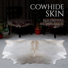 Luxury Grey & White Cowhide Rug - Large Spotted Hair Rug for Bedroom - Living Room - Hypoallergenic, Non-slip Backing, Non-shedding - Free