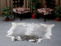 Luxurious Grey & White Spotted Cowhide Rug for Bedroom - Living - Hypoallergenic - Non-Slip - Free UK Shipping - Elegant Home Décor