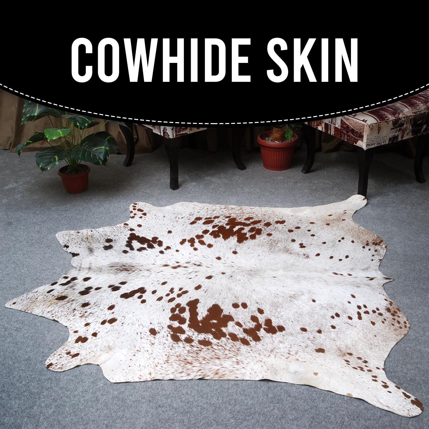 Luxury Brown & White Large Cowhide Rug Hypoallergenic Non-Slip Non-Shedding Soft Natural Hair Free Shipping Top Quality Rug