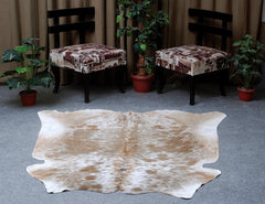 Luxury Brown & White Cowhide Rug - Large Size - Hypoallergenic, Non-Slip, Non-Shedding - Perfect for Home Decor - Upholstery