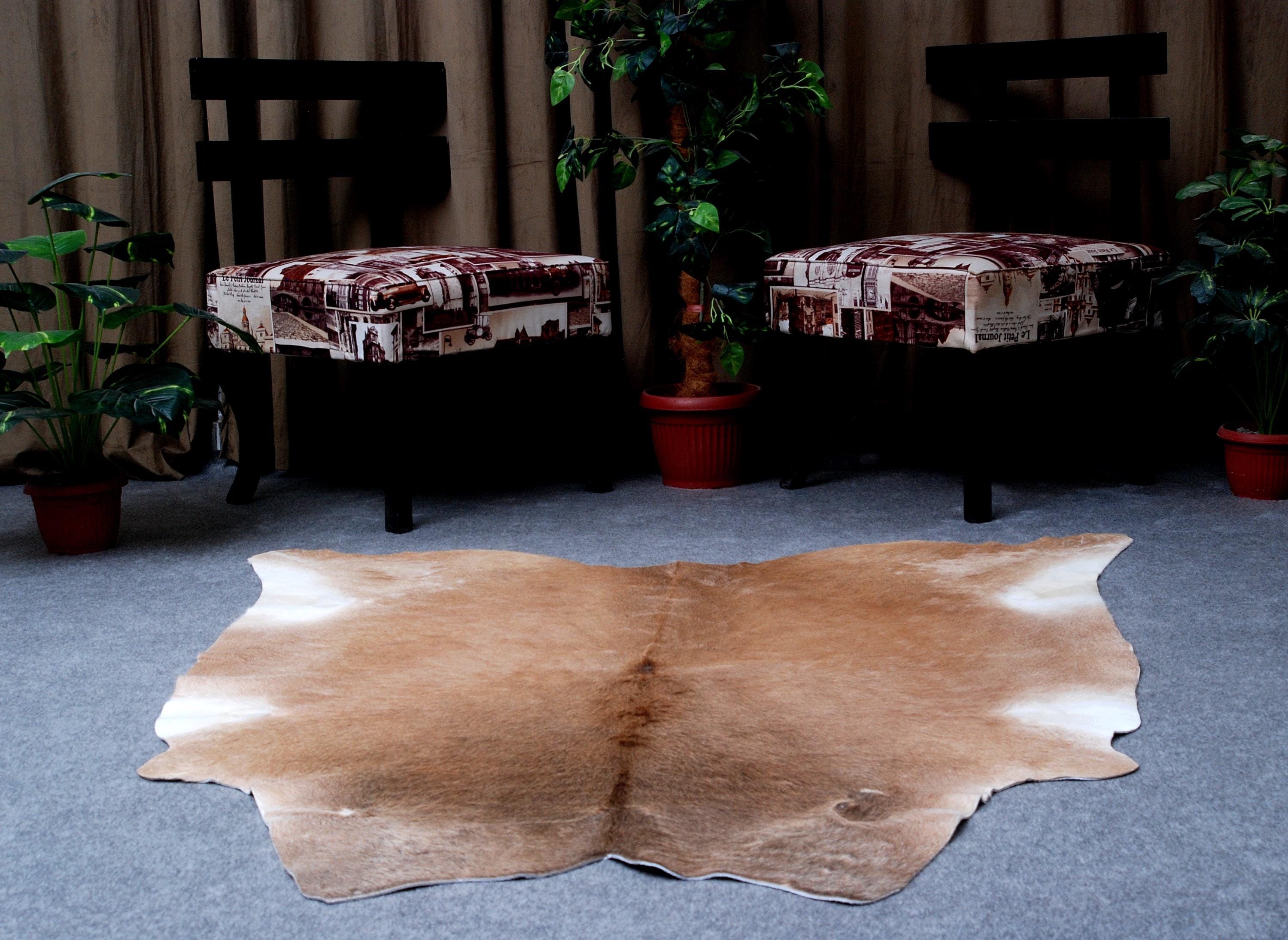 Luxury Brown & White Cowhide Rug | Hypoallergenic - Non-Slip | Premium Quality - Durable | Perfect for Bedroom - Living Room Décor | Free