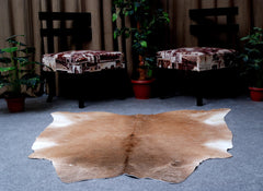 Luxury Brown & White Cowhide Rug | Hypoallergenic - Non-Slip | Premium Quality - Durable | Perfect for Bedroom - Living Room Décor | Free