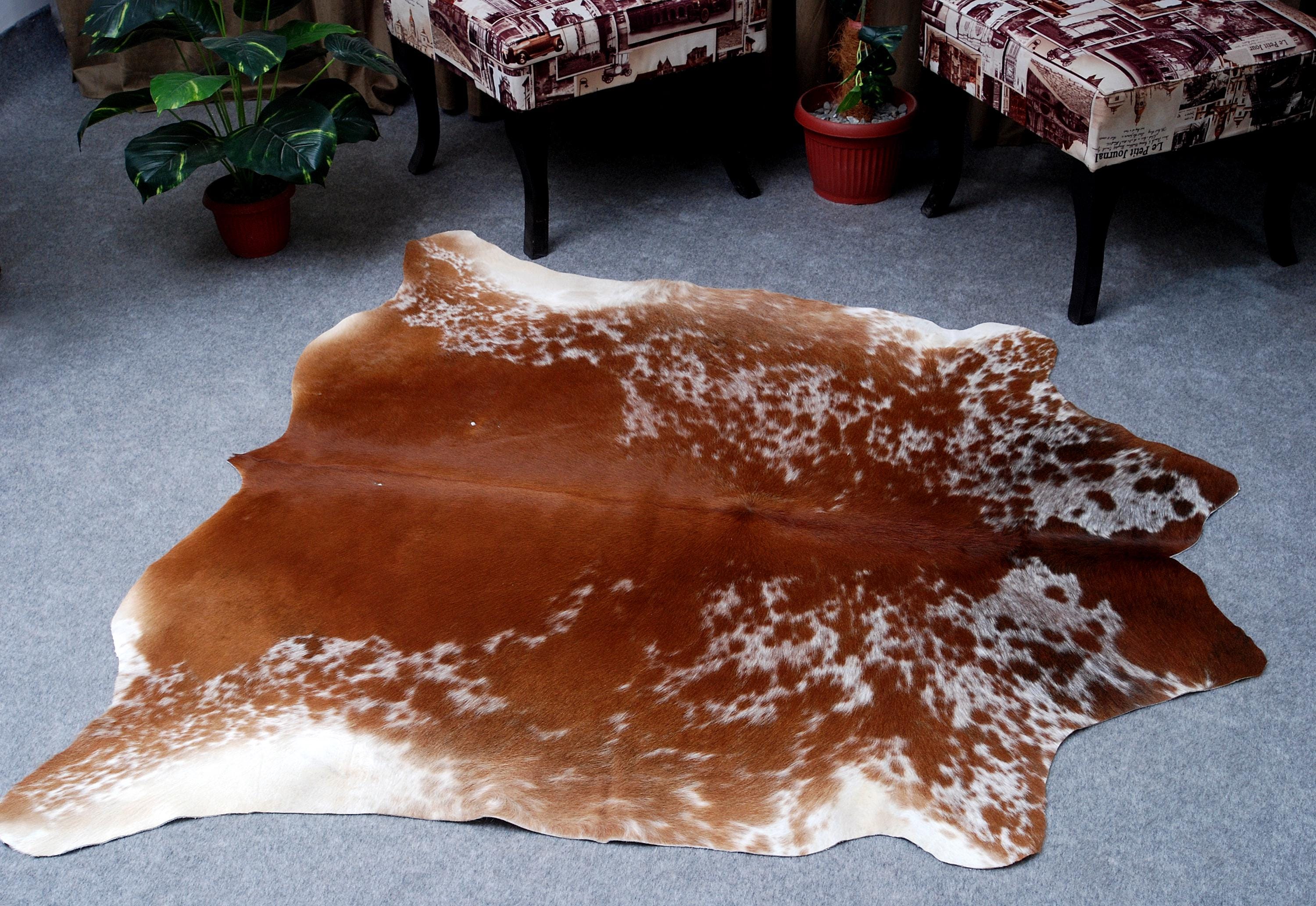 Luxurious Large Brown & White Cowhide Rug | Hypoallergenic - Non-Slip | Perfect for Bedroom - Living Room Décor | Free Shipping in UK
