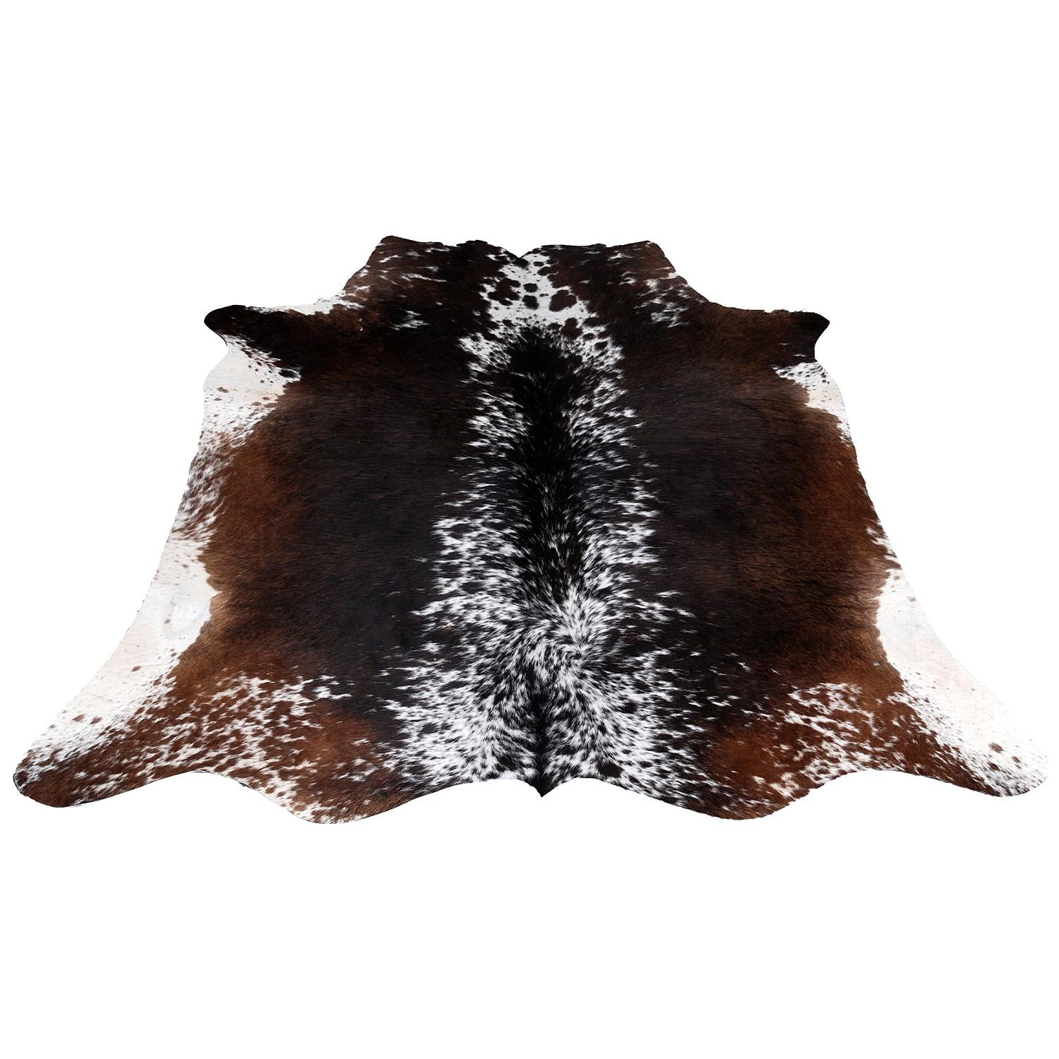 Luxurious Dark Brown & White Cowhide Rug | Animal Print Large Carpet for Lounge - Hypoallergenic - Non-Slippery Suede Back, Unique Markings