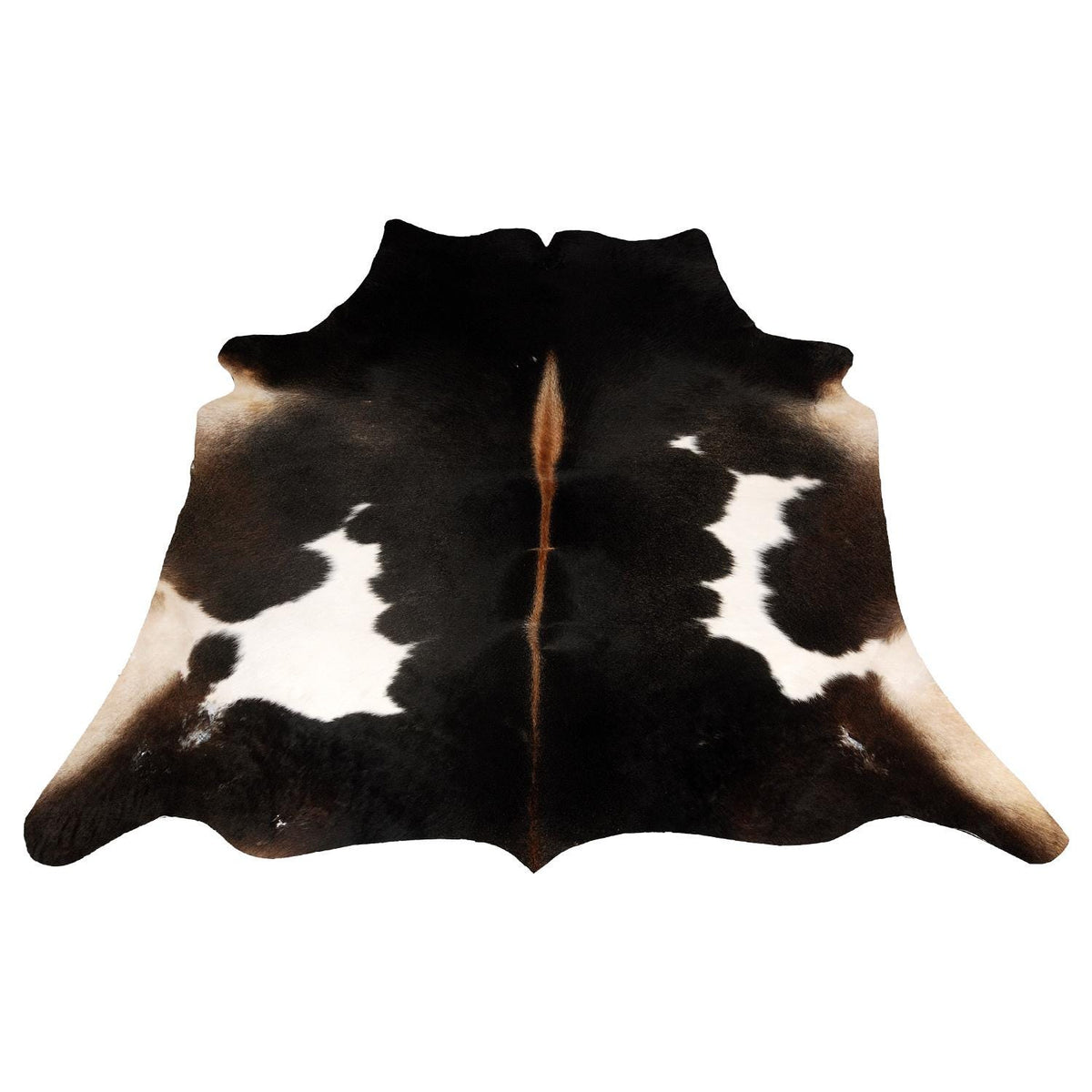 Luxurious Dark Brown & White Cowhide Rug | Large Animal Print Carpet | Hypoallergenic - Non-Shedding | Stunning Lounge Décor
