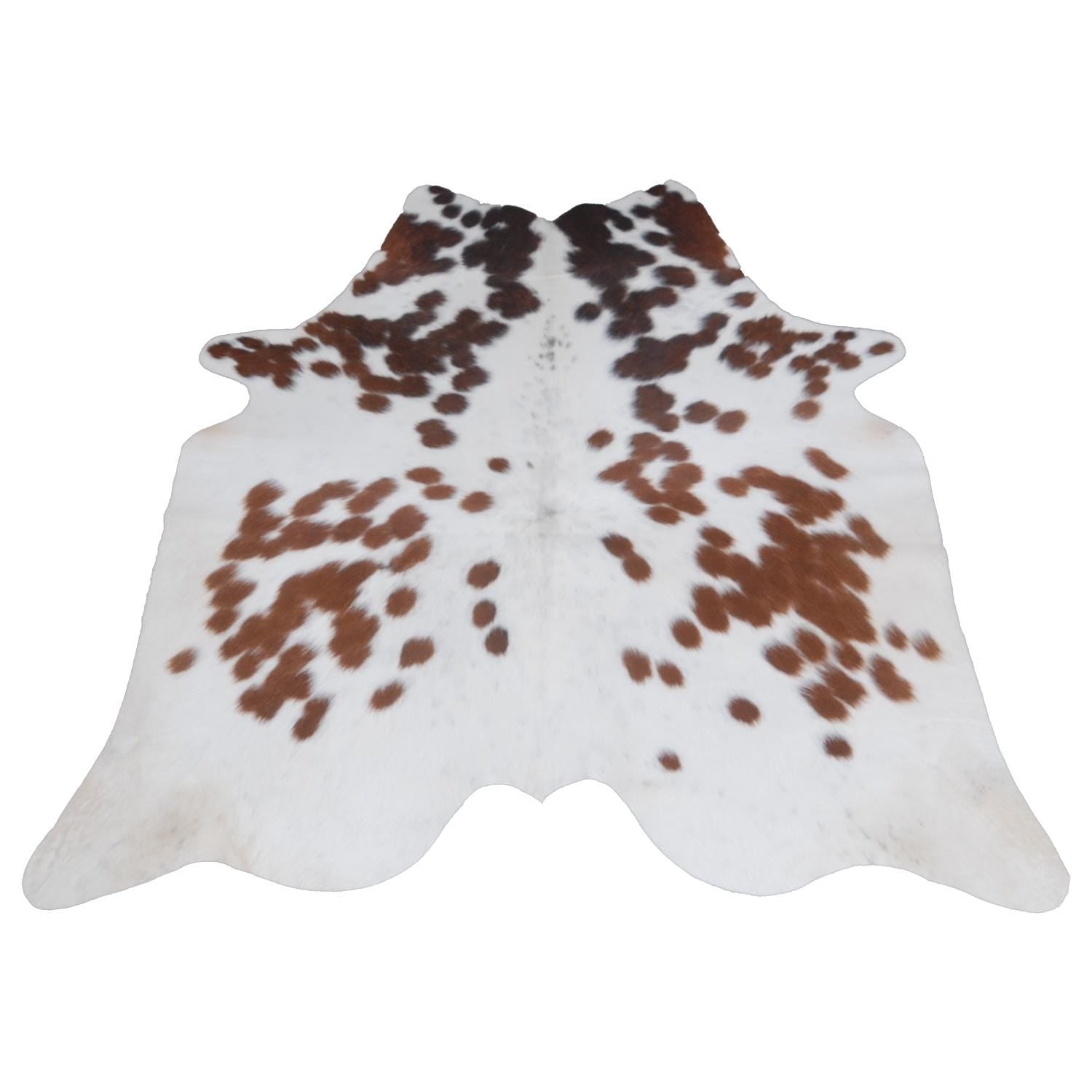 Luxurious Dark Brown & White Cowhide Rug - Hypoallergenic, Non Slippery Suede Back, Large Animal Print Carpet for Lounge