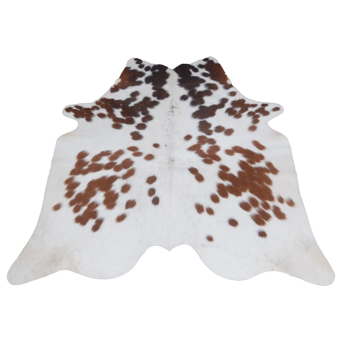 Luxurious Dark Brown & White Cowhide Rug - Hypoallergenic, Non Slippery Suede Back, Large Animal Print Carpet for Lounge