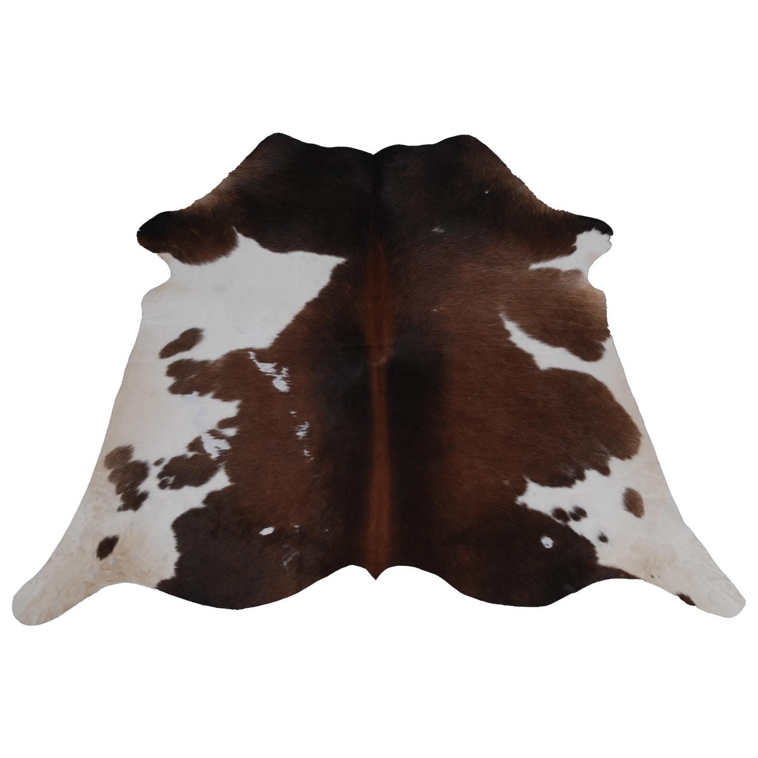 Luxurious Dark Brown & White Cowhide Rug - Hypoallergenic, Non-Slip, Non-Shedding - Hand selected Premium Hide - Free UK Shipping