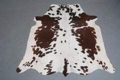 Luxurious Natural Cowhide Rug in Classic Brown and White | Medium Size | Handcrafted with Non-Slip Suede | Unique and Durable Addition to