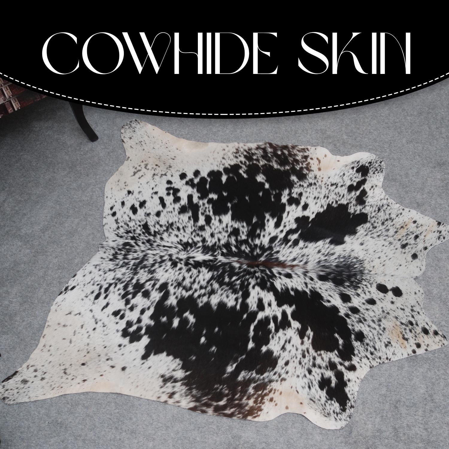 Luxury Handcrafted Brown and White Cowhide Rug - Hypoallergenic, Non-Slip Backing, Unique Natural Beauty, Durable and Versatile