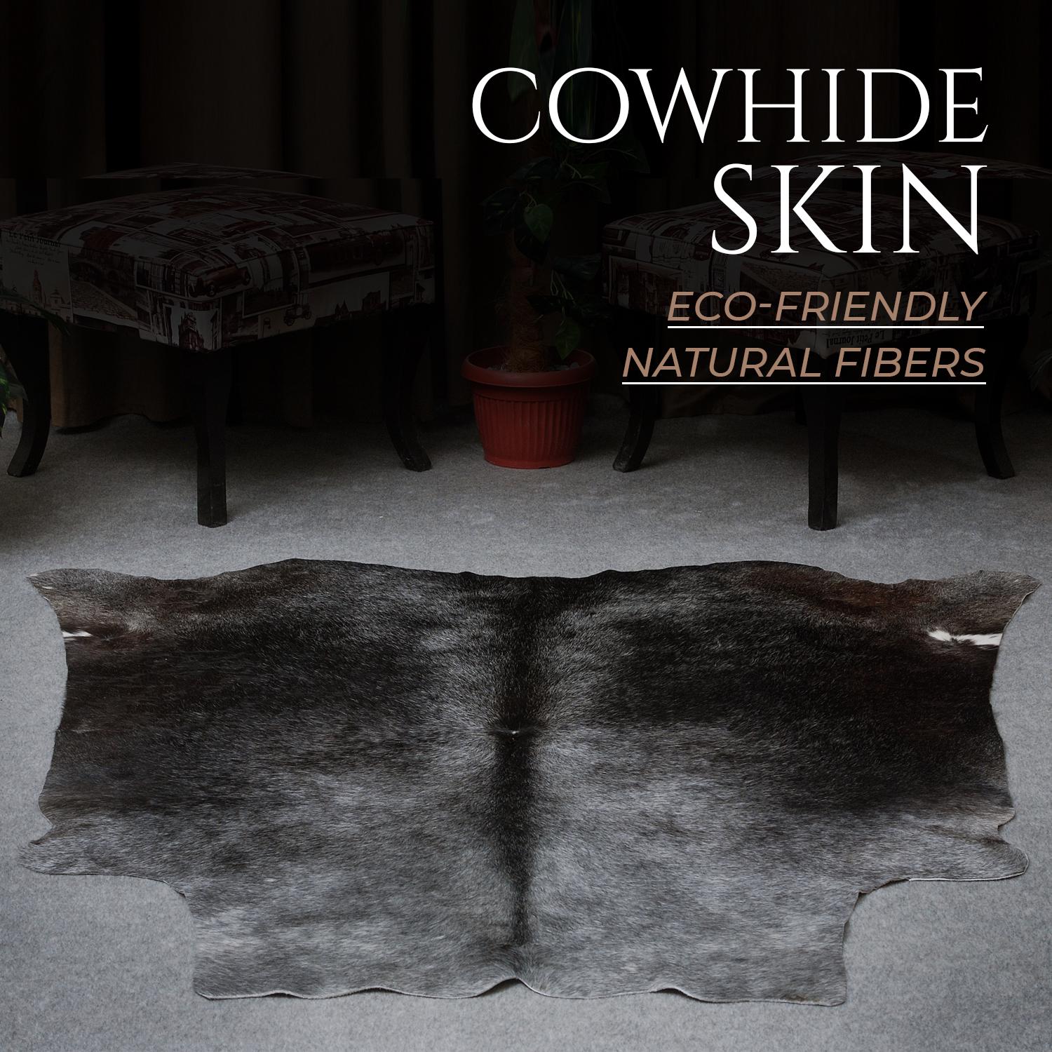 Luxury Grey & White Cowhide Rug - Hypoallergenic, Non-Slip, Non-Shedding - Unique Natural Beauty - Free Shipping Across UK - Premium Quality