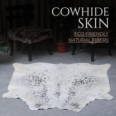 Luxurious Grey & White Cowhide Rug with Large Hair - Hypoallergenic, Non-slip Backing, Unique Natural Beauty - Free Shipping!