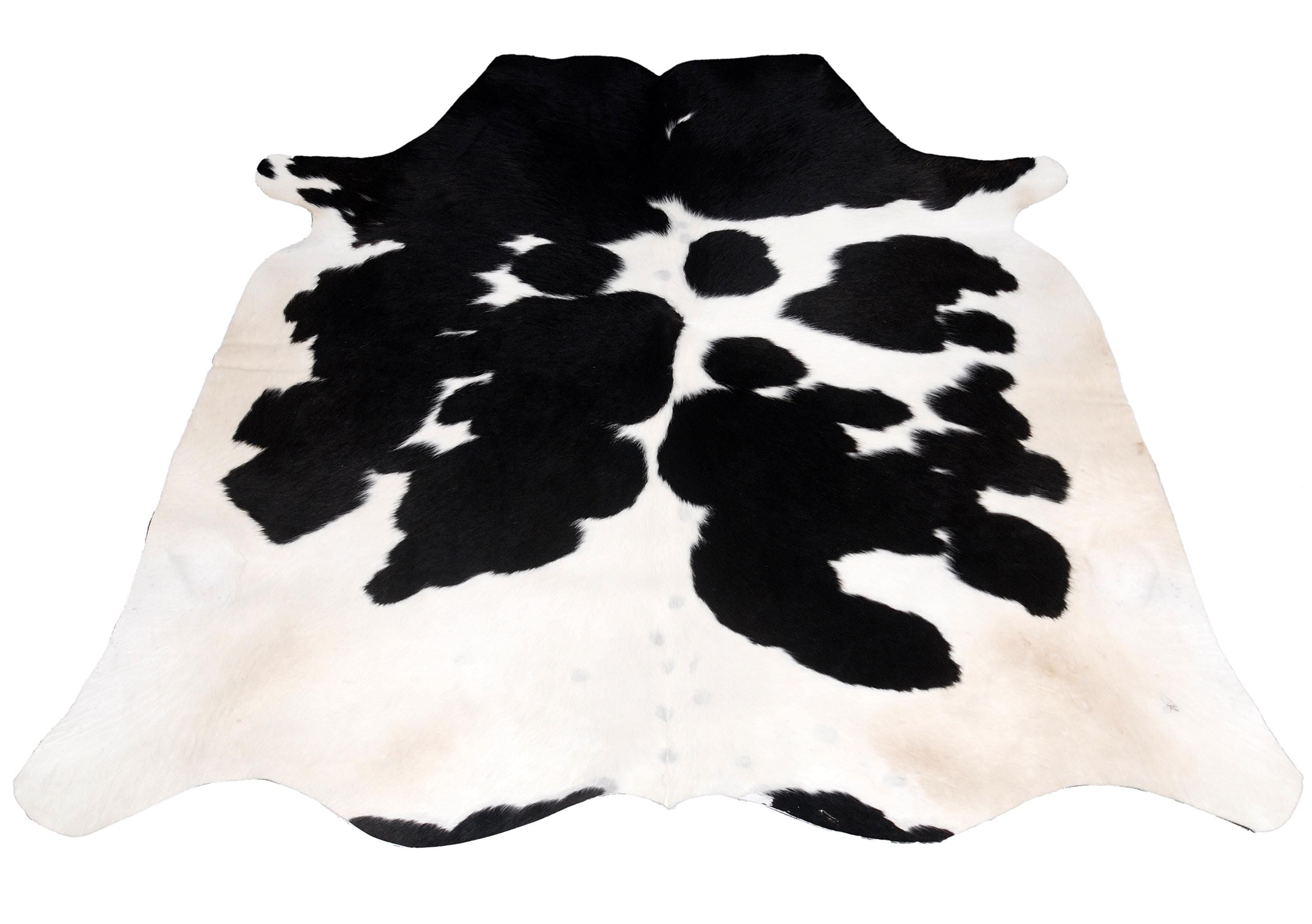 Luxurious Medium Salt & Pepper Cowhide Rug - Hypoallergenic, Non-Slip Backing, Handcrafted Natural Hide, Unique Black - White Markings,
