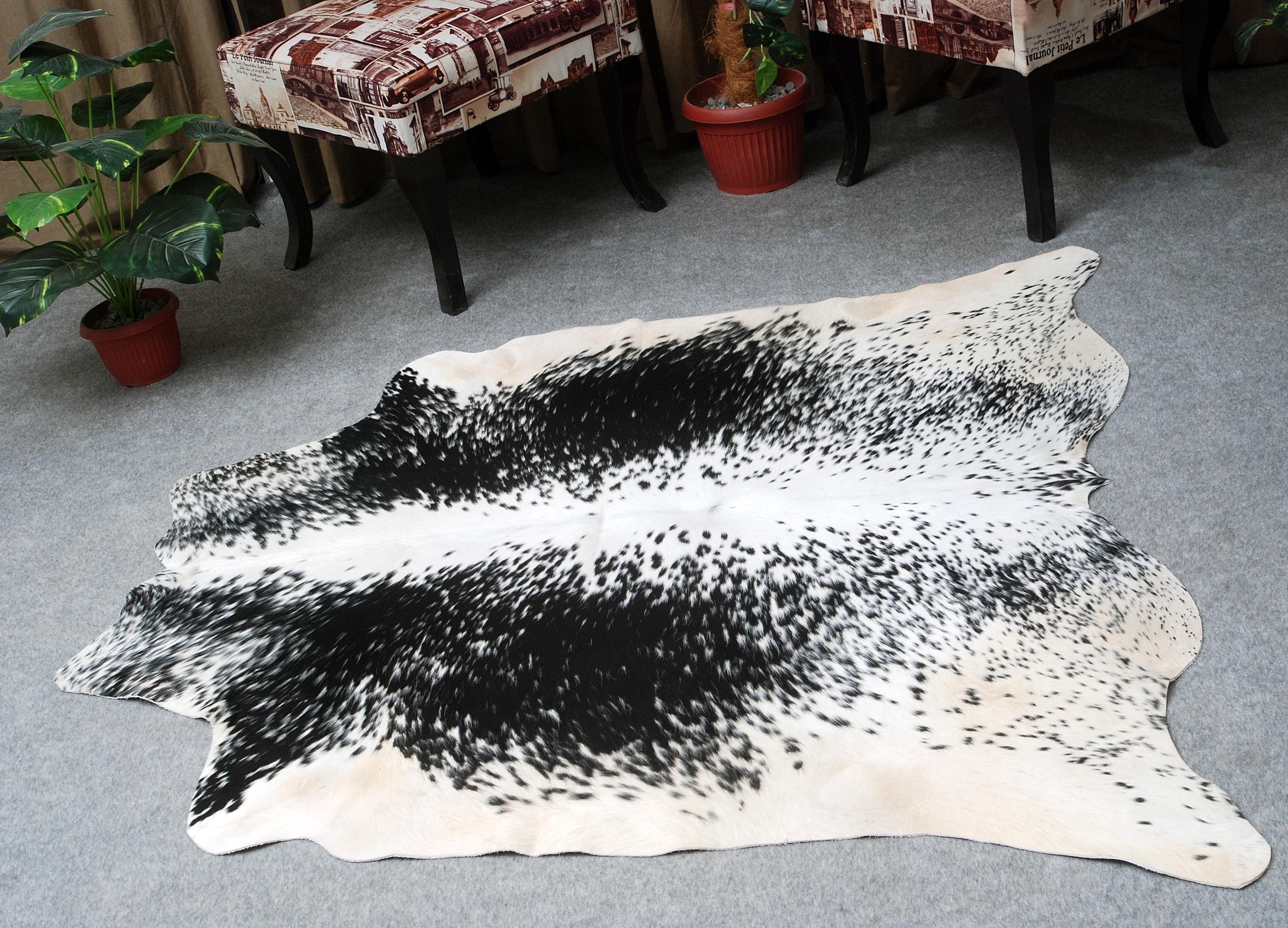 Luxurious Black & White Cowhide Rug: Hypoallergenic, Non-Slip Back, Unique Natural Beauty - Ideal for Bedroom - Living Room Decor
