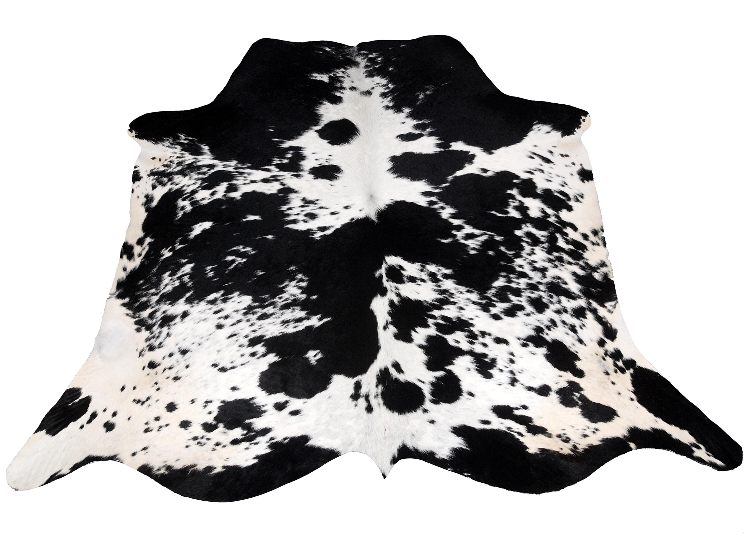 Luxurious Genuine Black & White Cowhide Rug with Unique Natural Beauty for Stylish Décor in Bedroom and Living Room