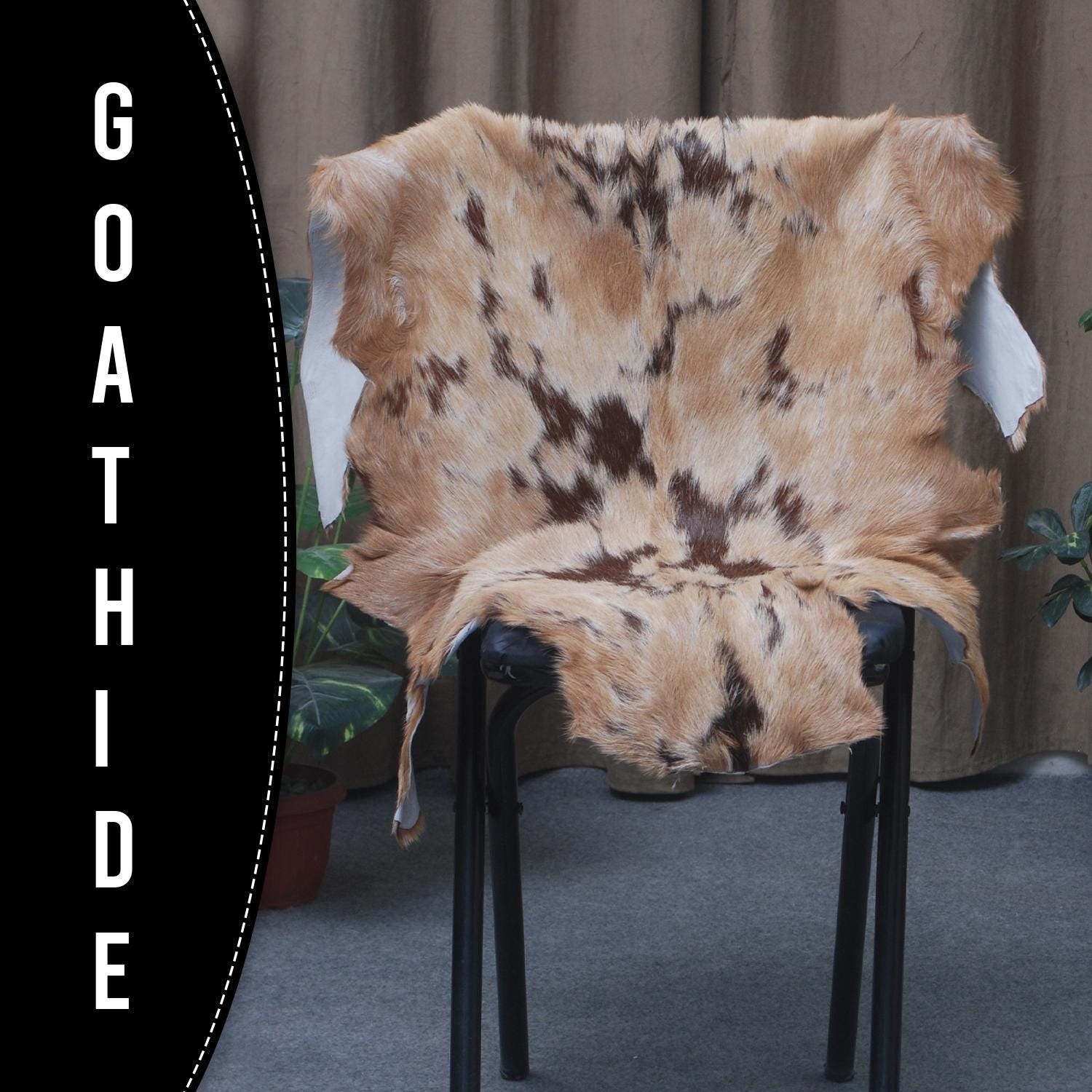 Luxury Dark Brown & White Goat Skin Rug - Handmade, Soft, Non-Shedding, Eco-Friendly, Unique Colour Variations, Hypoallergenic, Non-Slip Suede Back