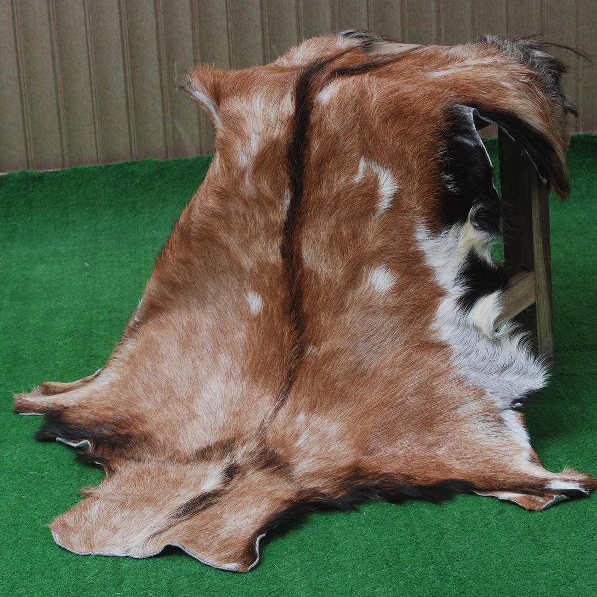 Luxurious Handmade Multicolour Goat Skin Rug - Soft, Kid & Pet Friendly, Hypoallergenic, Non-Shedding, Sustainable - Eco-Friendly