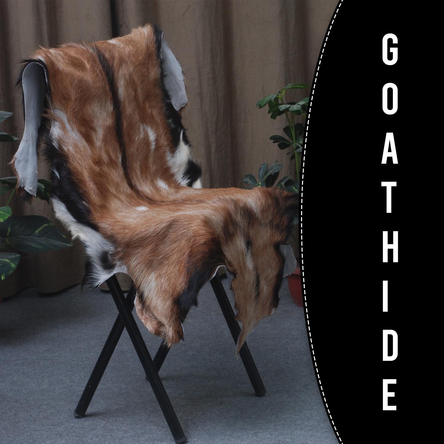 Luxurious Handmade Multicolour Goat Skin Rug - Soft, Kid & Pet Friendly, Hypoallergenic, Non-Shedding, Sustainable - Eco-Friendly