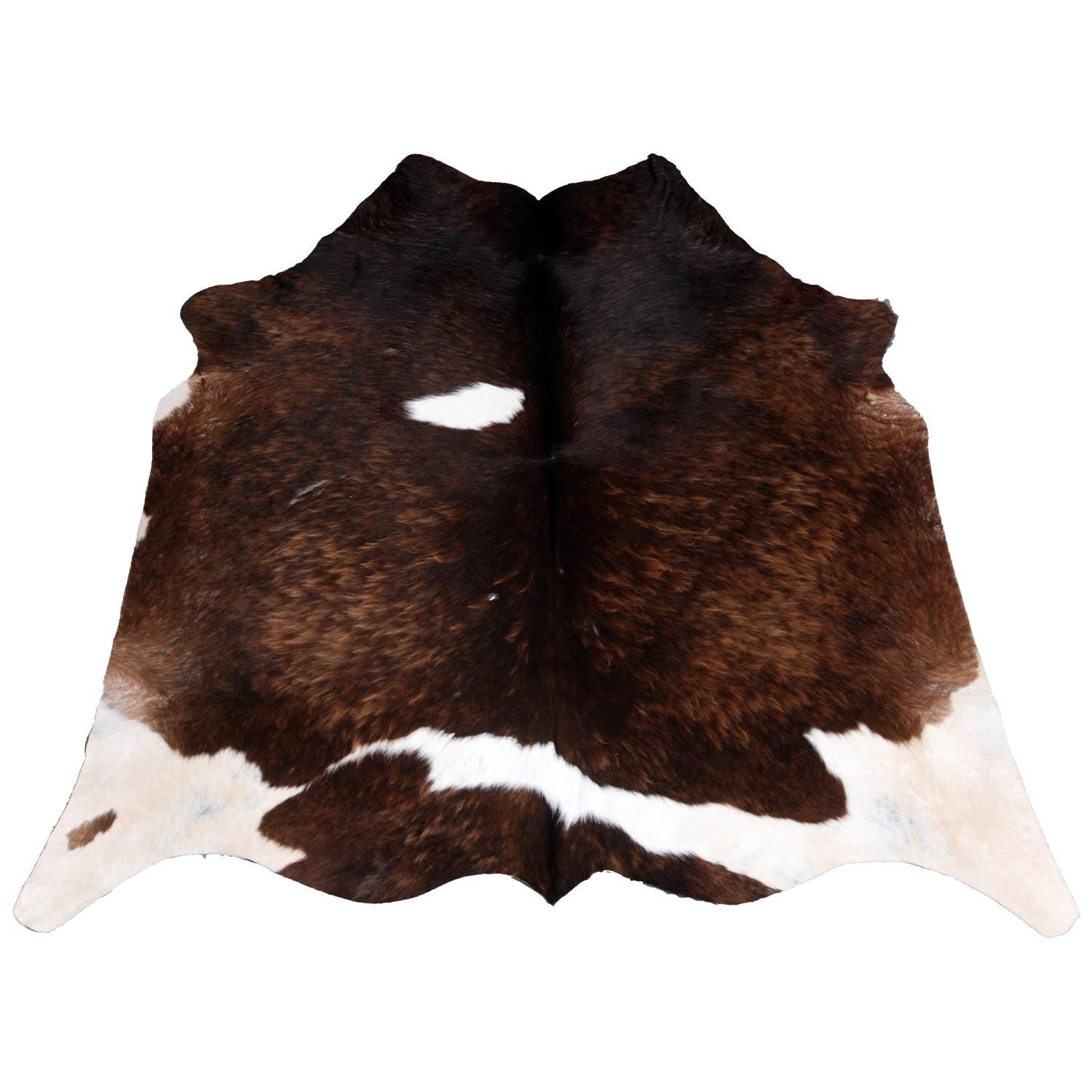 Natural Dark Brown and White Cowhide Rug - Hypoallergenic, Non Slippery, Non Shedding - Handcrafted Premium Hide - Free Shipping in UK