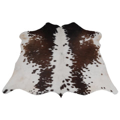 Luxurious Hypoallergenic Cowhide Rug with Non-Slip Suede Back - Small Animal Print Area Rug in Dark Brown and White