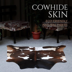 Handpicked Elegant Dark Brown & White Cowhide Rug - Luxurious Extra Large Area Rug for Bedroom Décor, Hypoallergenic and Non-Slippery