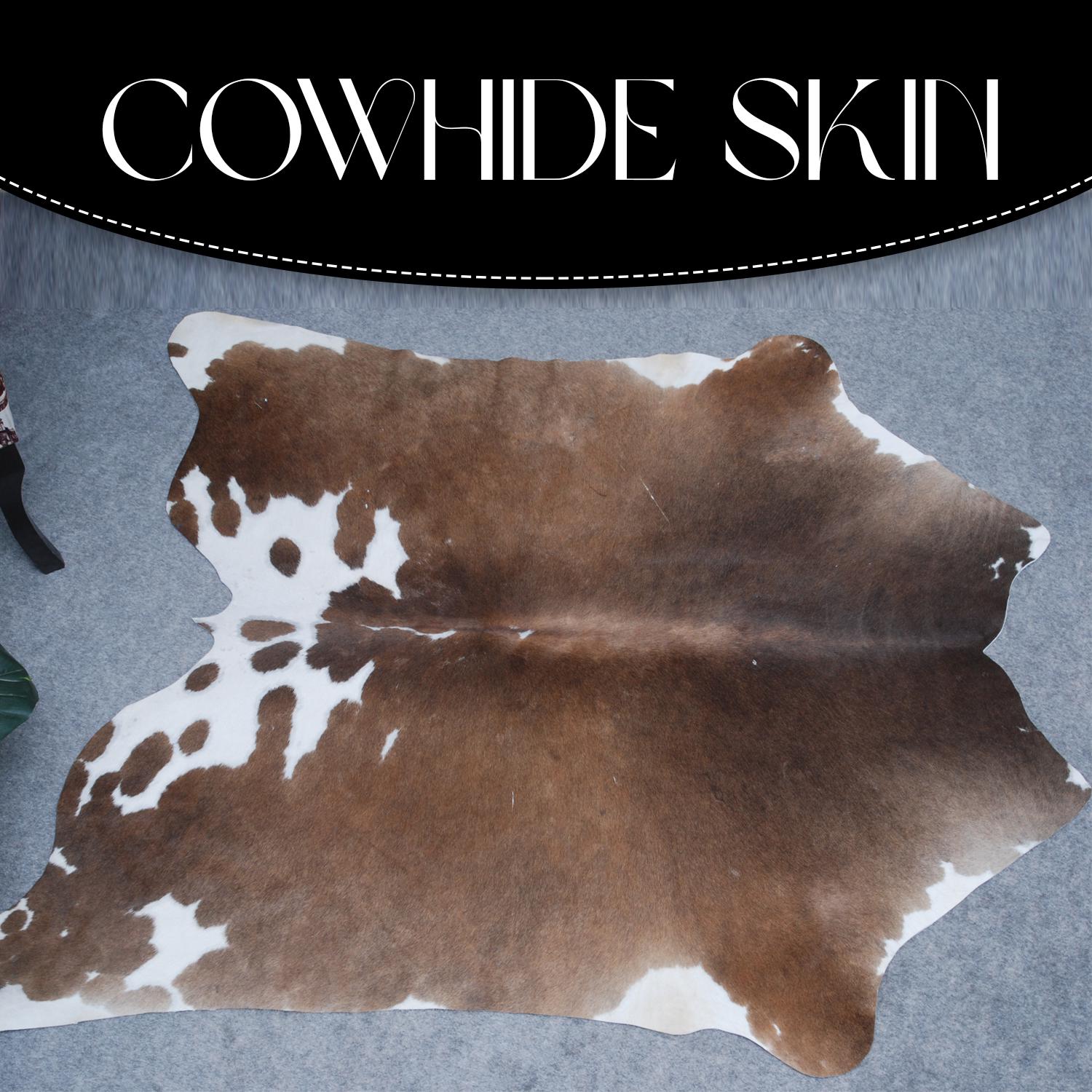 Luxurious Handselected Dark Brown & White Cowhide Rug for Bedroom Decor - Extra Large Hypoallergenic Non Slippery Area Rug - Free Shipping