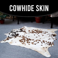 Luxurious Small Brown & White Cowhide Rug - Hypoallergenic, Non Slip Suede Back, Versatile - Durable - Free Shipping Across UK!
