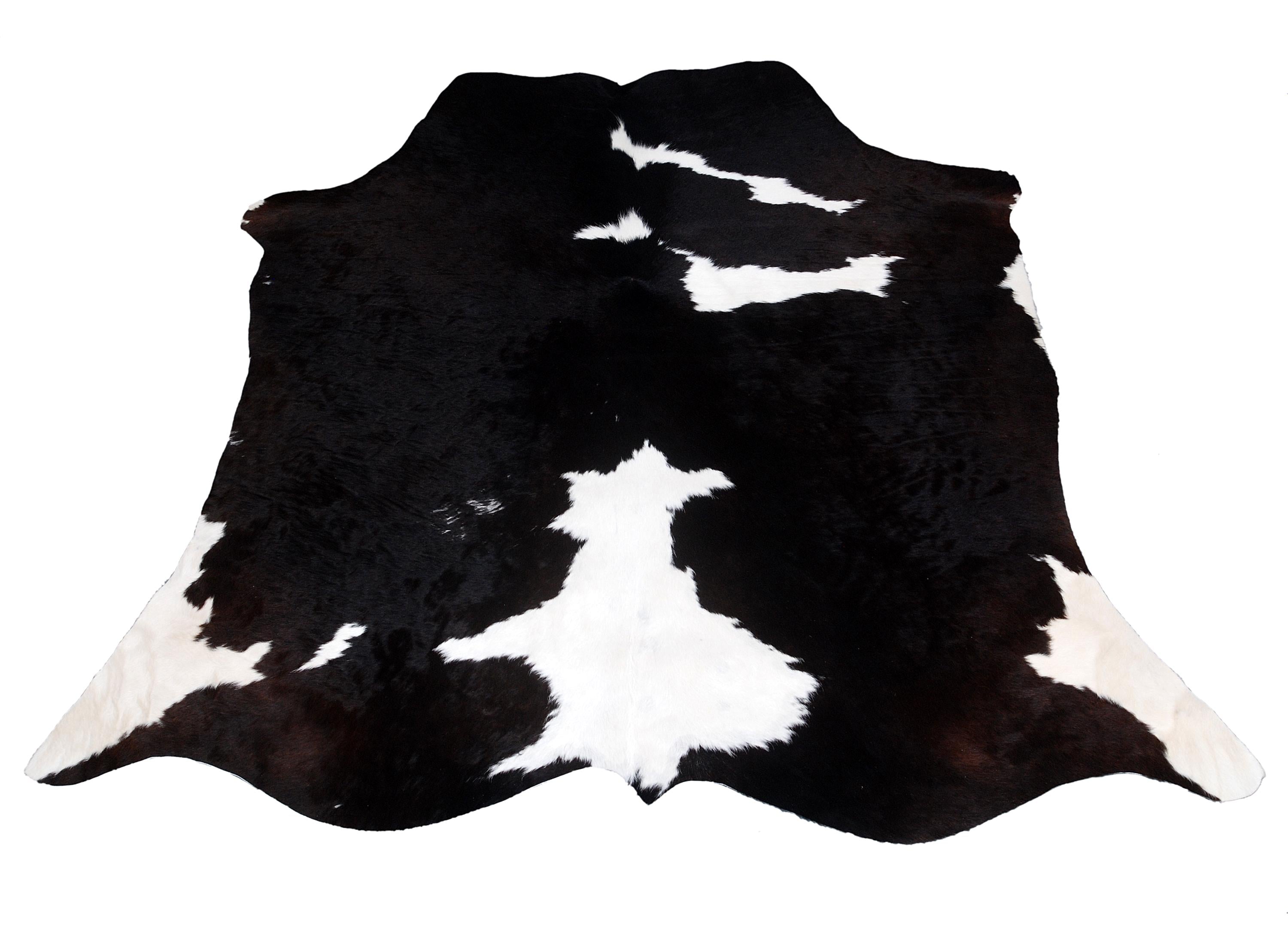 Luxurious Black & White Cowhide Rug for Bedroom and Living Room - Hypoallergenic, Non-Slip, Non-Shedding, Unique Natural Beauty - Free