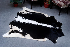 Luxurious Black & White Cowhide Rug | Large Spotted Hair Rug for Bedroom/Living Room | Hypoallergenic - Non-Slip Suede Back | Unique Natural