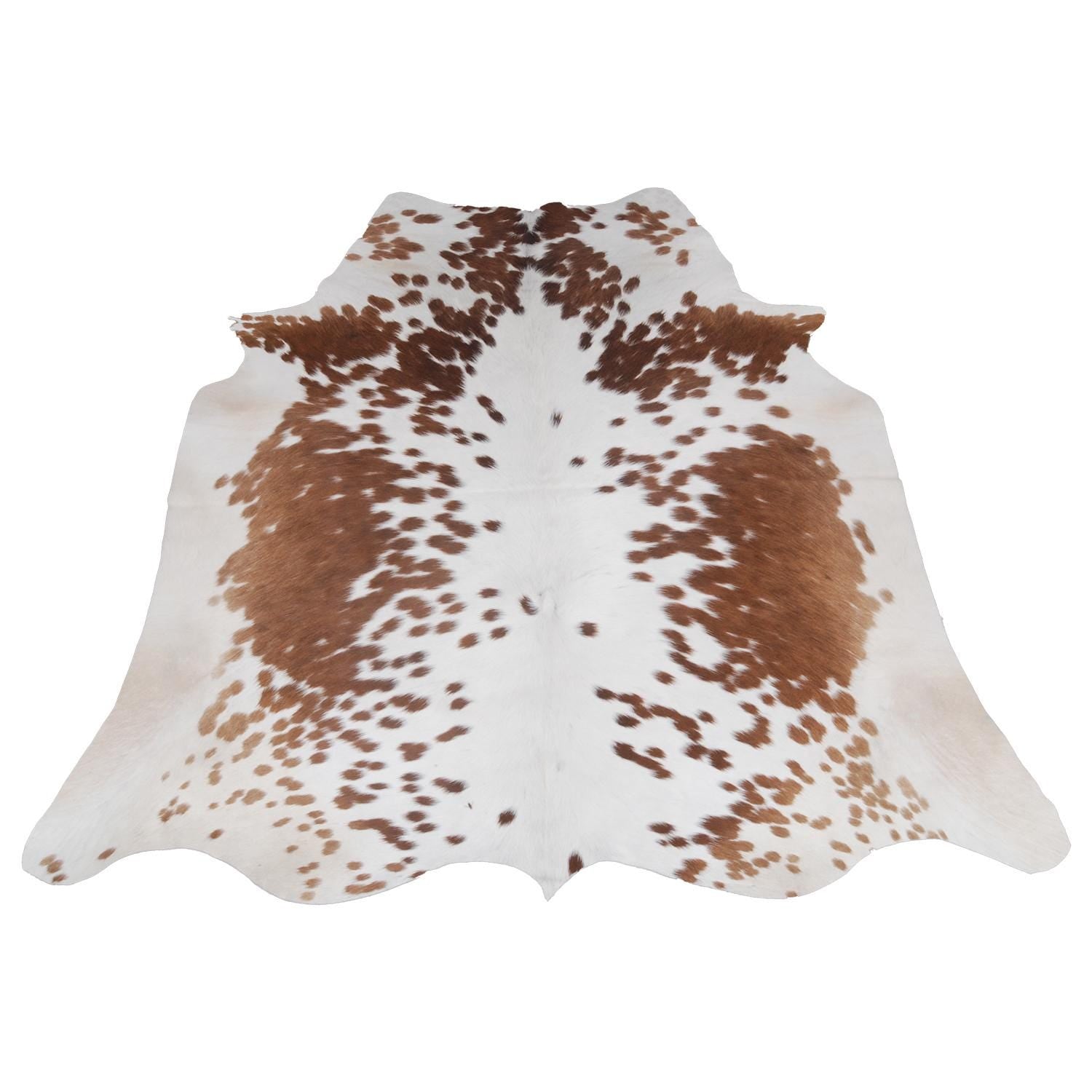 Luxury Large Brown & White Cowhide Rug - Hypoallergenic - Non-Slippery Suede Back - Perfect for Bedroom - Living Room - Free Shipping!