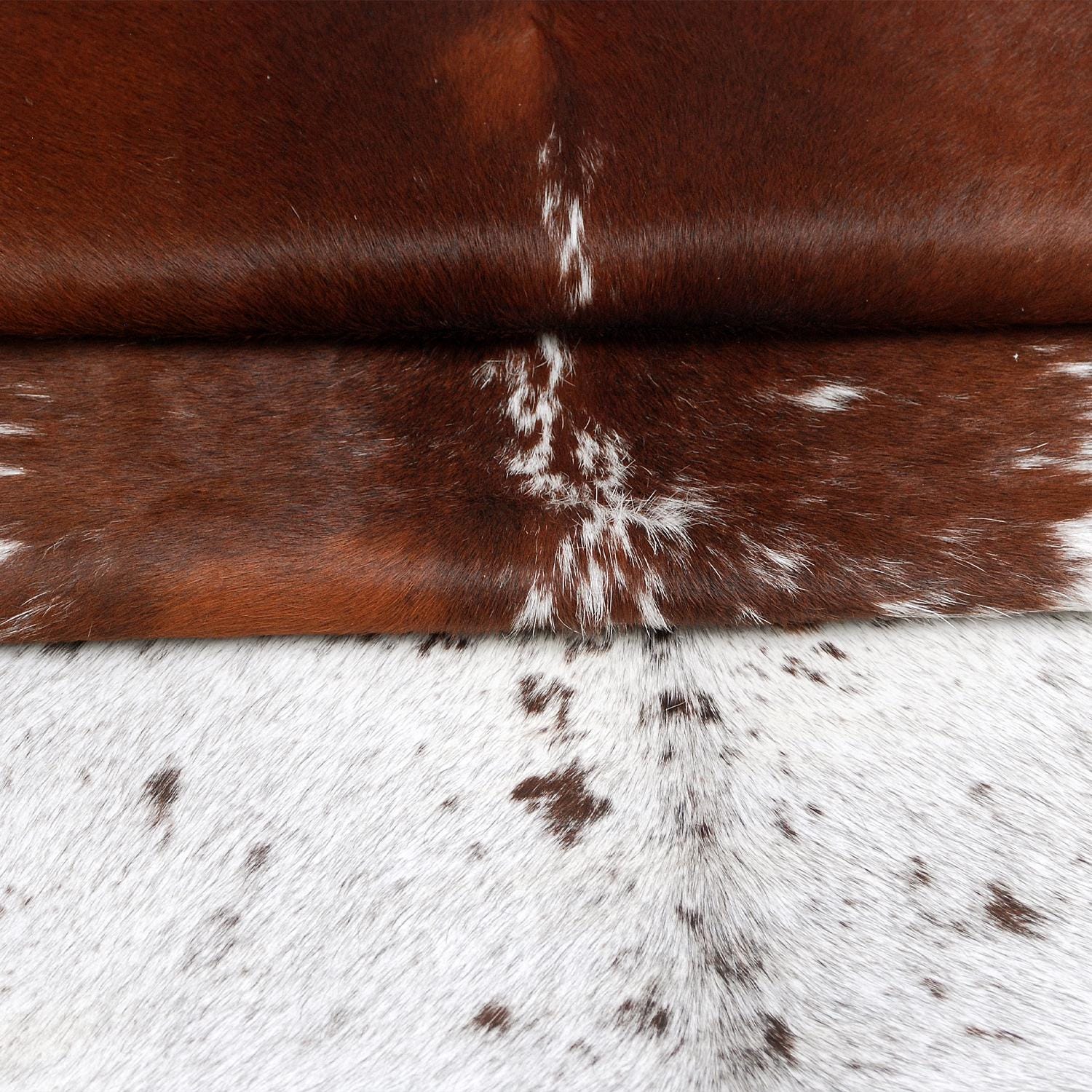 Luxury Brown & White Cowhide Rug - Hypoallergenic Non-Slip Backing - Handcrafted Natural Hide - Durable - Versatile Rustic Charm
