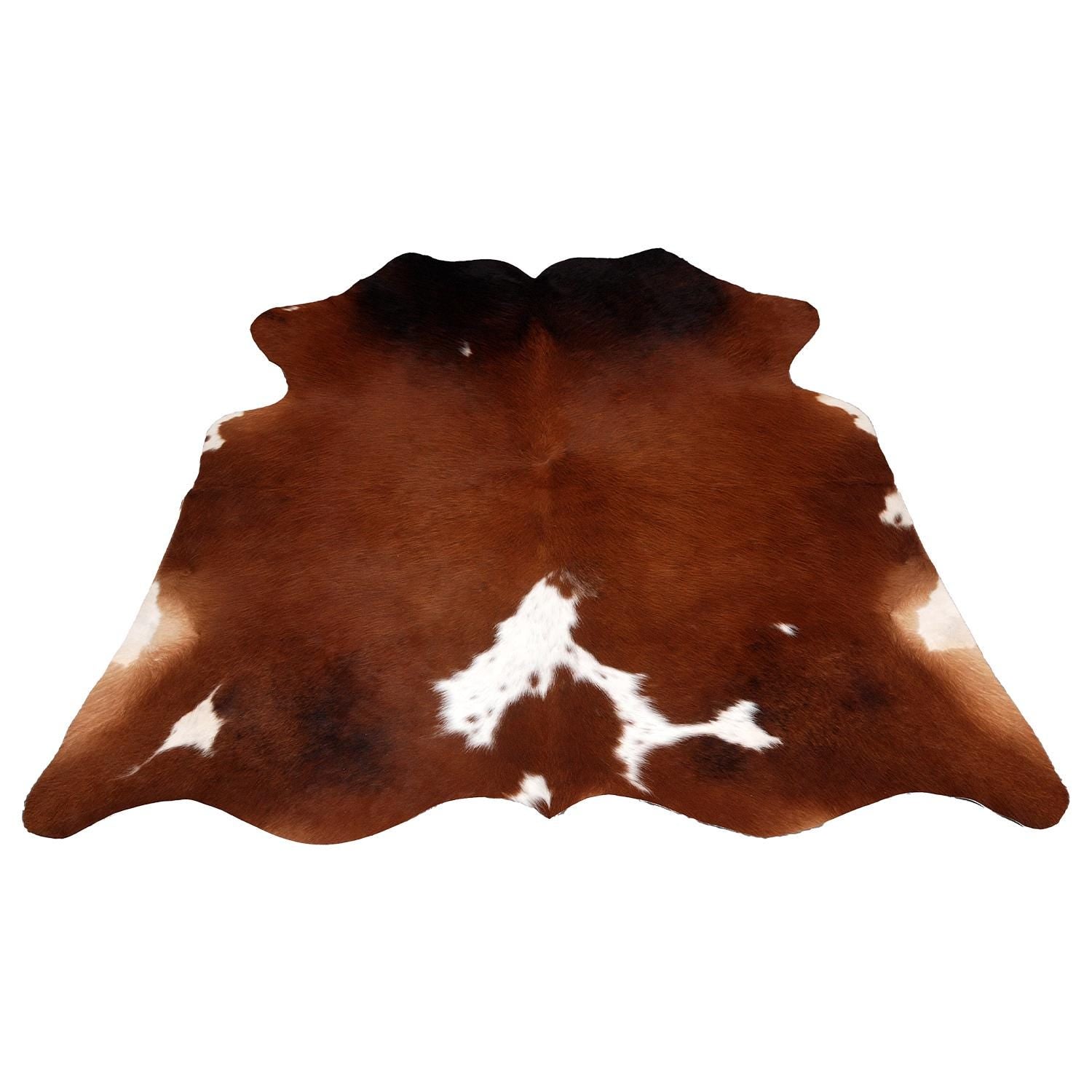 Luxury Handcrafted Brown and White Cowhide Rug - Hypoallergenic, Non-Slip, Unique Beauty - Perfect for Living Room or Bedroom