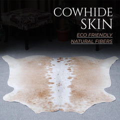 Luxurious Brown and White Cowhide Rug - Large Size - Hypoallergenic, Non-Slippery, Non-Shedding - Top Quality Exotic Natural Pattern Rug