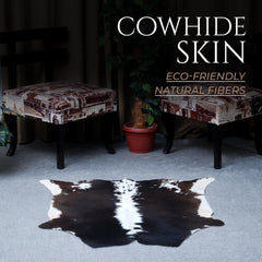 Luxurious Handcrafted Dark Brown and White Cowhide Rug with Hypoallergenic Properties & Non-Slip Suede Back - Small Animal Print Rug
