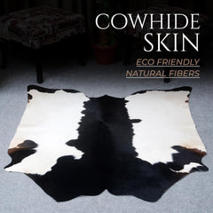 Luxurious Black and White Cowhide Rug | Large Hypoallergenic Centerpiece Decor | Unique Natural Beauty | Free Shipping in UK | Premium