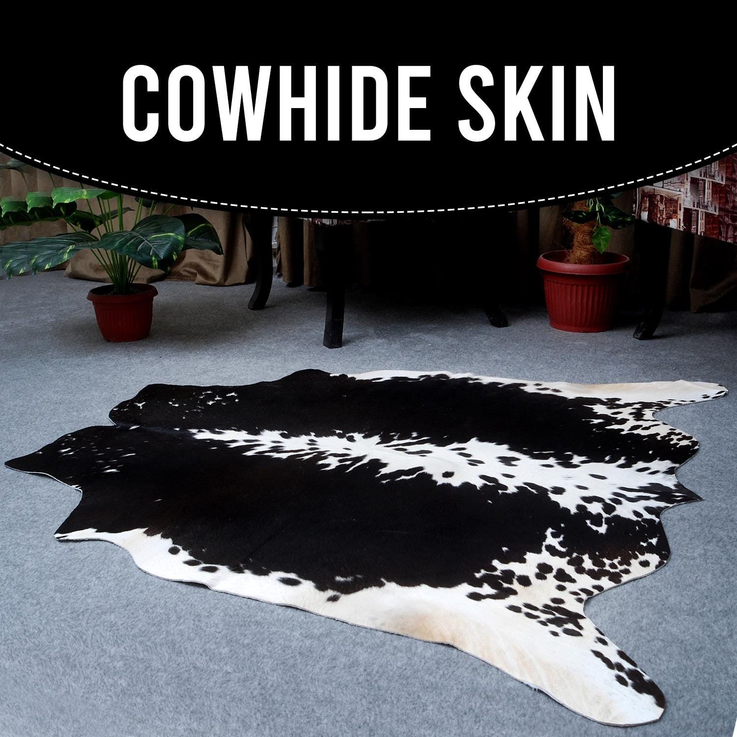 Luxurious Classic Black and White Cowhide Rug - Hypoallergenic, Non-Slip Backing, Handcrafted, Unique Beauty, Durable and Versatile