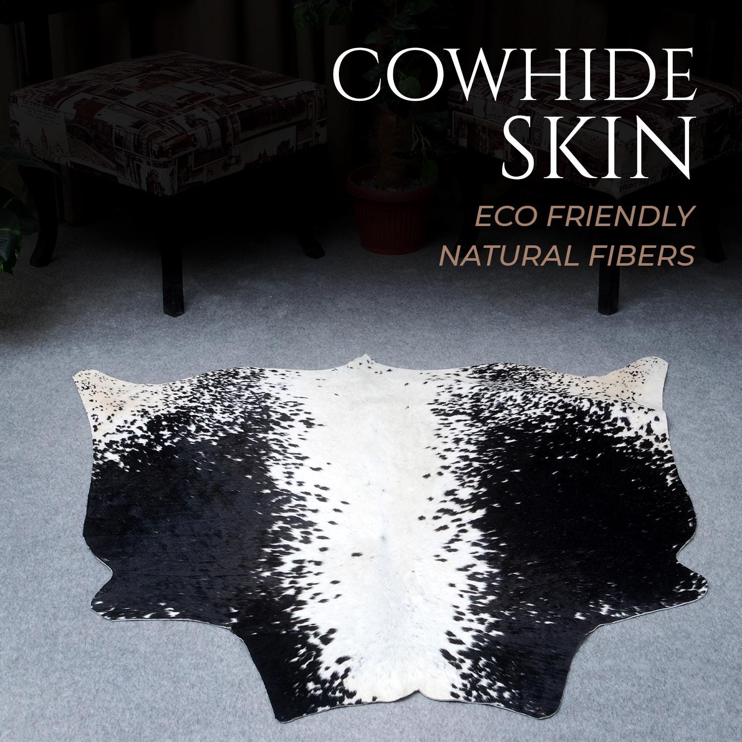 Luxurious Natural Cowhide Leather Rug for Stylish Home Decor & Leather Crafts