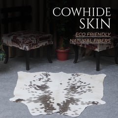 Luxury Grey and White Cowhide Rug with Salt & Pepper Hair - Hypoallergenic, Non-Shedding, Handcrafted Décor for Home - Free Shipping in UK