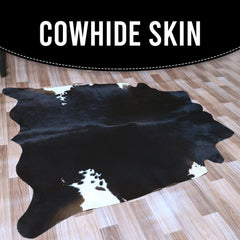 Luxurious Medium Cowhide Rug with Unique Dark Brown & White Hair - Hypoallergenic - Durable for Bedroom/Living Room