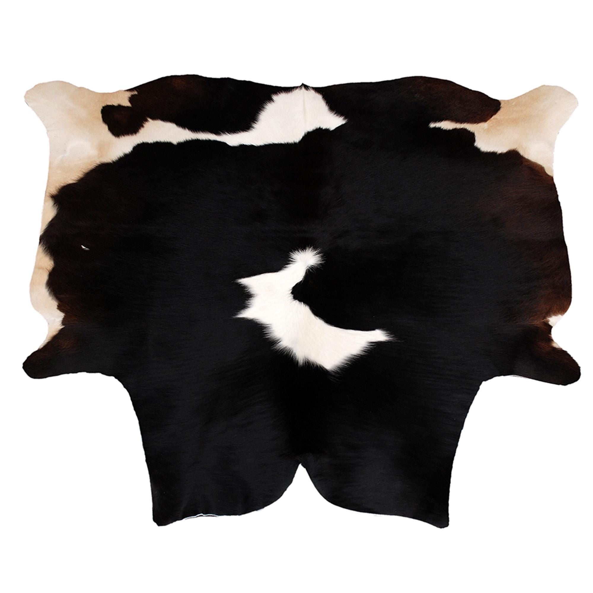 Luxurious Dark Brown and White Cowhide Rug | Medium Size | Handcrafted | Hypoallergenic & Non-Slip | Unique Natural Markings