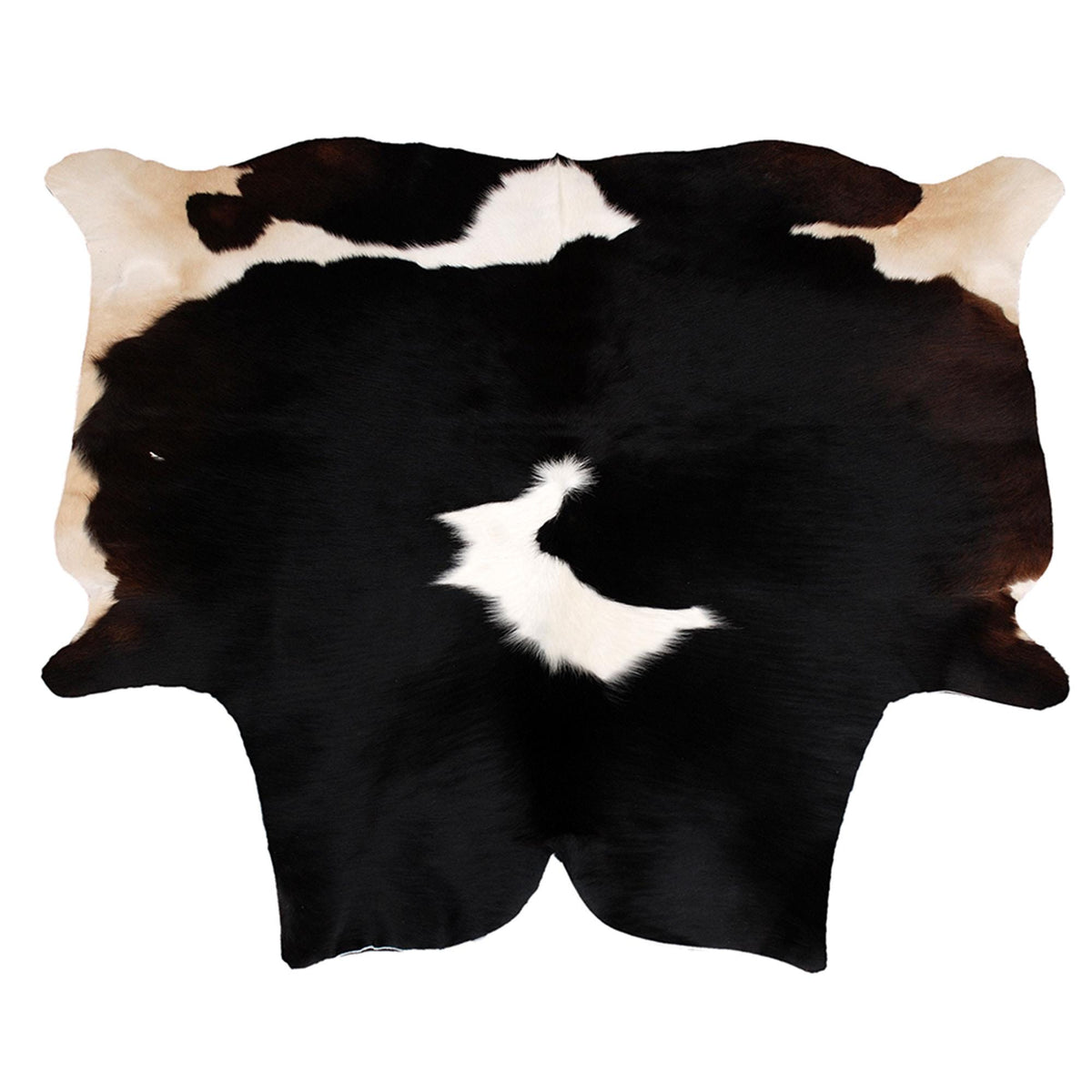 Luxurious Dark Brown and White Cowhide Rug | Medium Size | Handcrafted | Hypoallergenic & Non-Slip | Unique Natural Markings