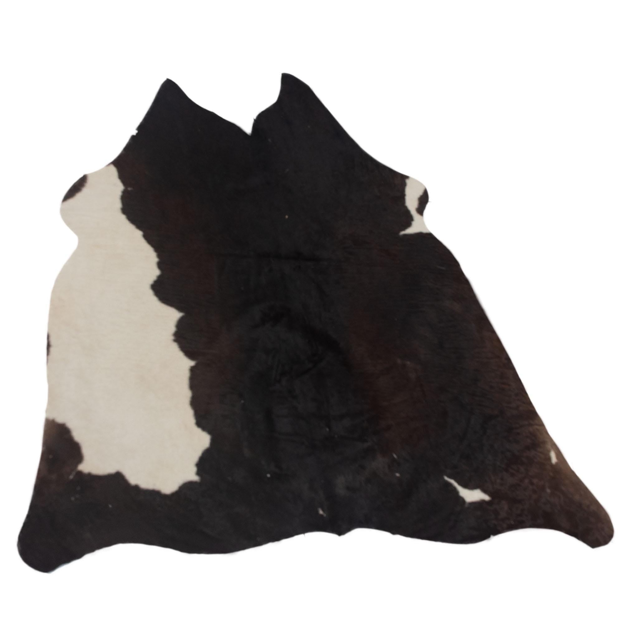 Luxurious Handcrafted Brown and White Cowhide Rug with Non-Slip Backing for Rustic Charm - Hypoallergenic and Durable Medium Size Rug,