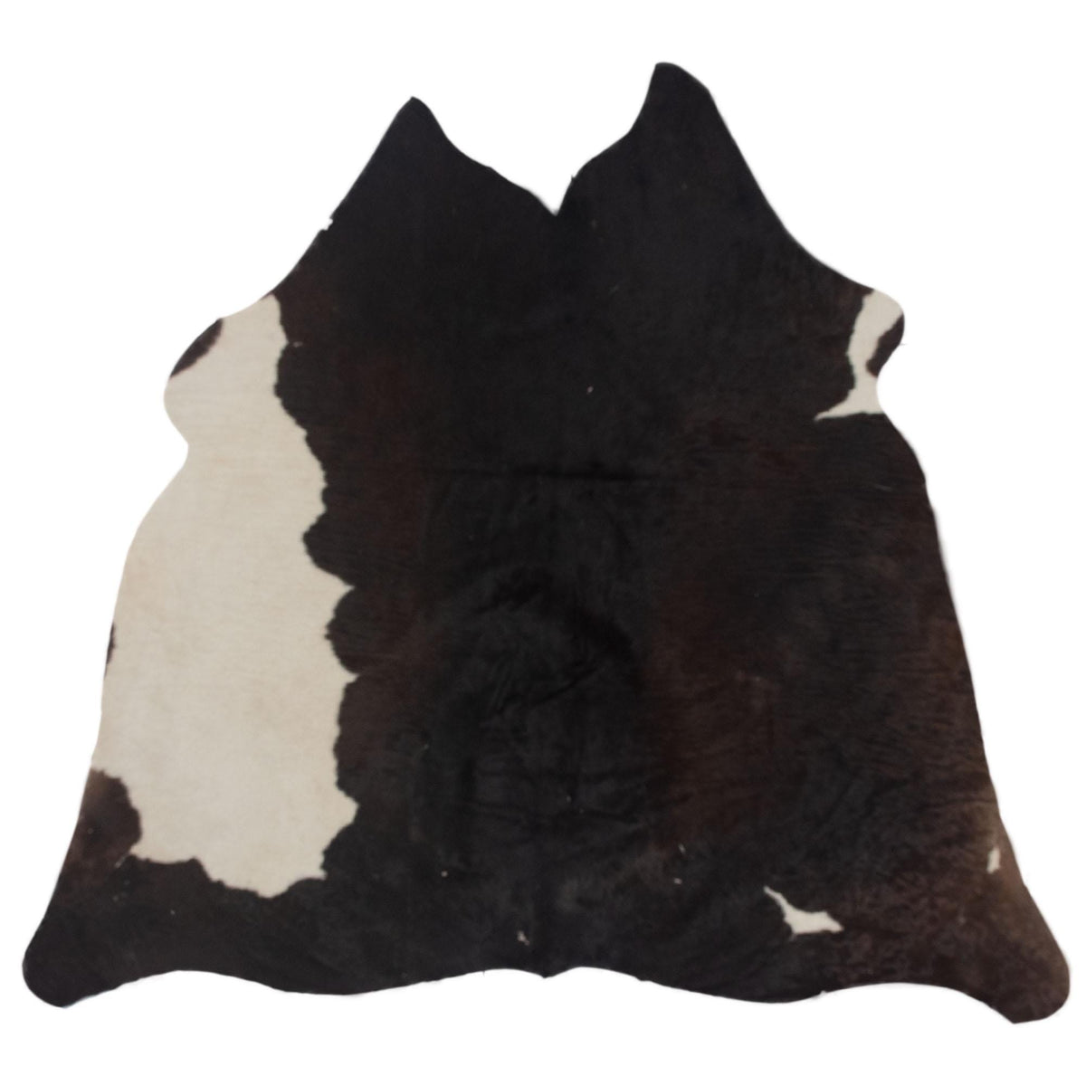 Luxurious Handcrafted Brown and White Cowhide Rug with Non-Slip Backing for Rustic Charm - Hypoallergenic and Durable Medium Size Rug,