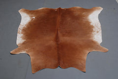 Luxurious Handcrafted Red & White Cowhide Rug - Hypoallergenic, Non-Shedding, Unique Beauty - Perfect for Home Décor