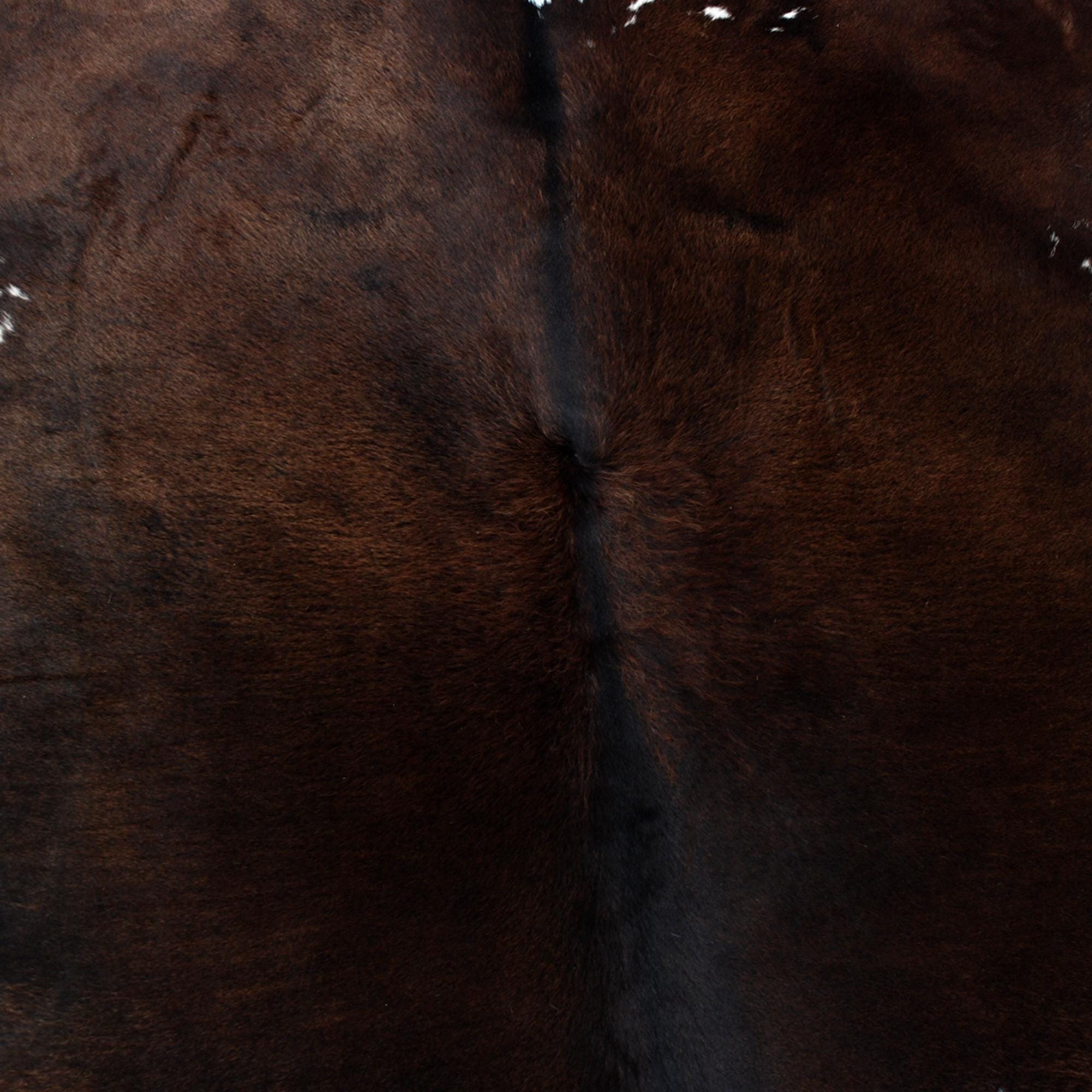 Luxurious Medium Dark Brown & White Cowhide Rug | Hypoallergenic - Durable | Handcrafted Natural Hide with Unique Markings | Rustic Charm