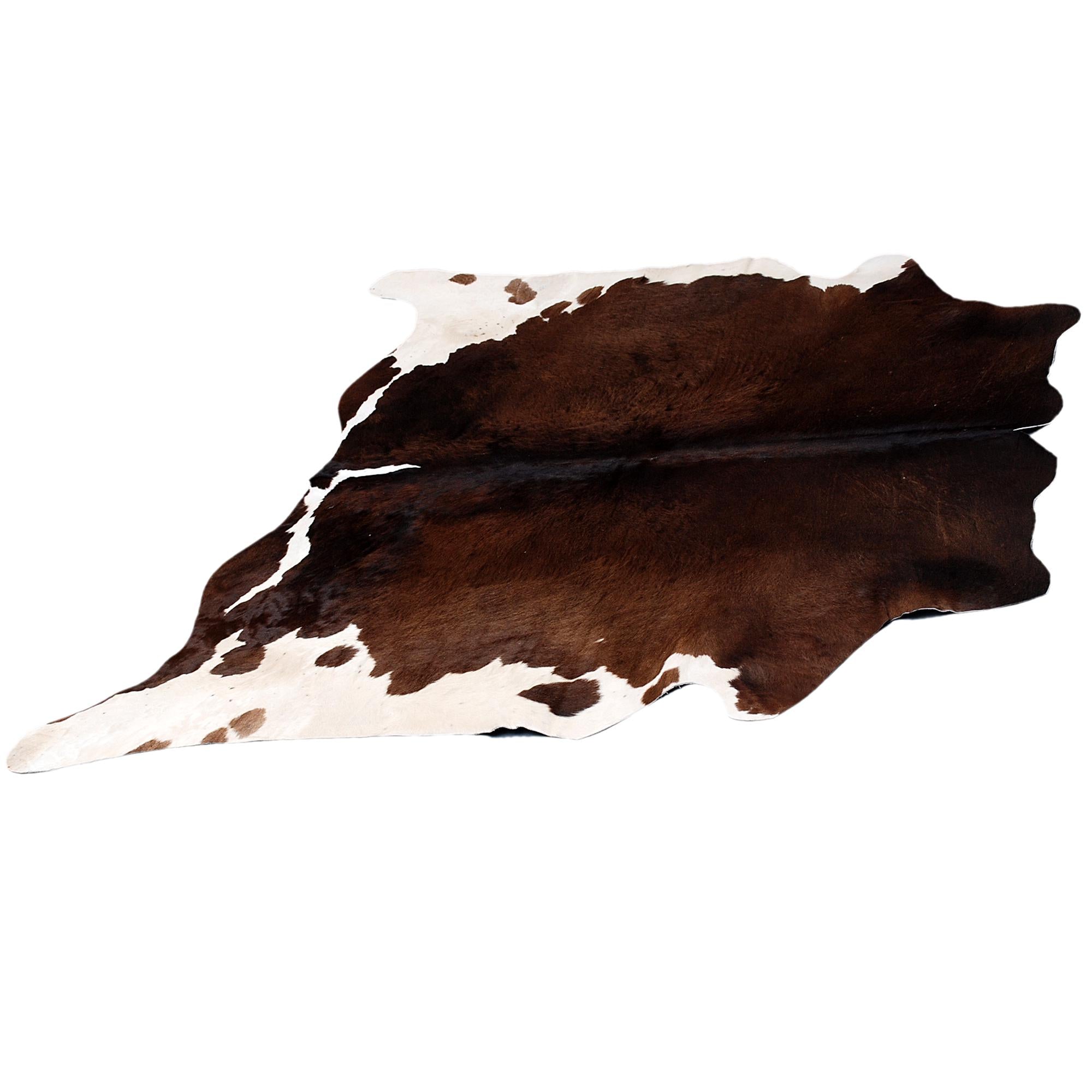 Luxurious Dark Brown & White Cowhide Rug | Medium Size | Hypoallergenic - Durable | Handcrafted Beauty for Rustic Charm