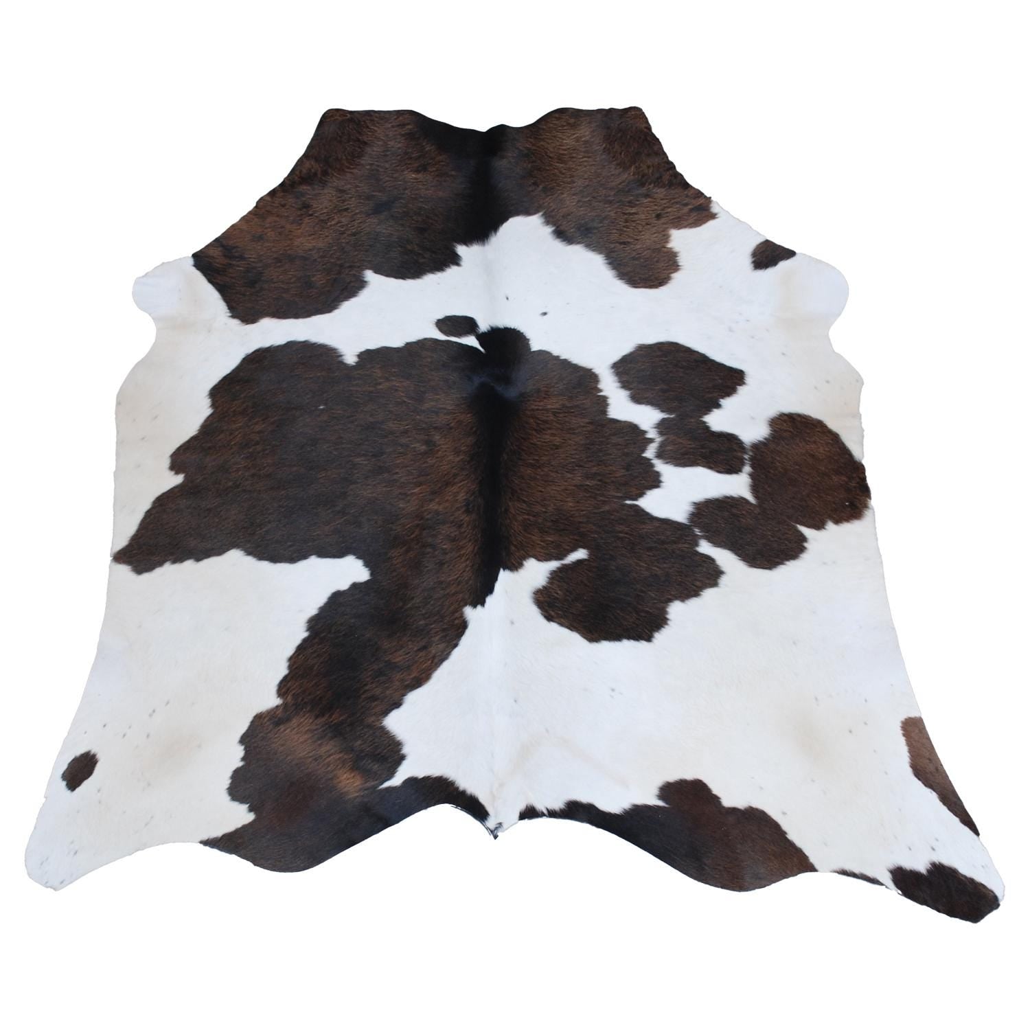 Luxurious Dark Brown & White Cowhide Rug | Medium Size for Modern Home Decor - Warmth | Hypoallergenic - Durable | Handcrafted Natural Hide