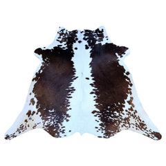 Luxury Dark Brown & White Cowhide Rug - Hypoallergenic - Handcrafted Medium Size Area Rug for Modern Home Décor