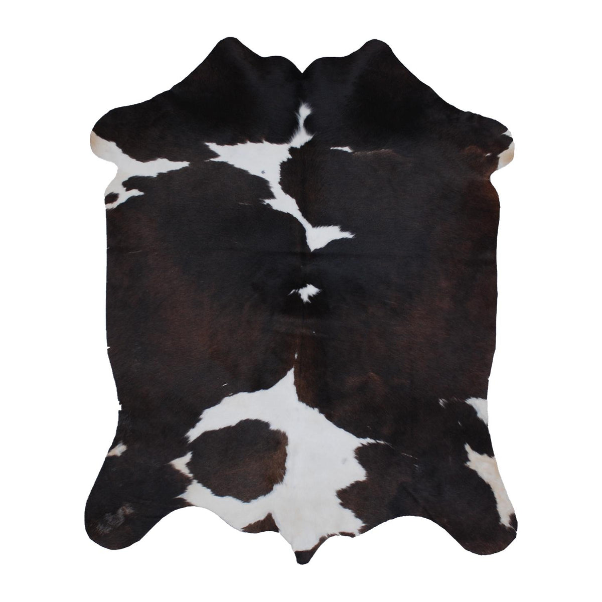 Luxurious Medium Brown & White Cowhide Rug | Hypoallergenic, Non-Slip Backing | Handcrafted Natural Hide | Unique Markings | Durable